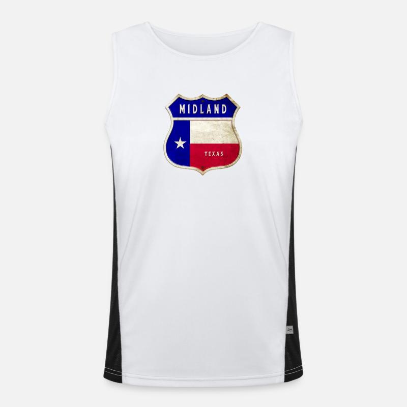 Midland Texas crest flag design - Men's Functional Contrast Tank Top  - white/black
