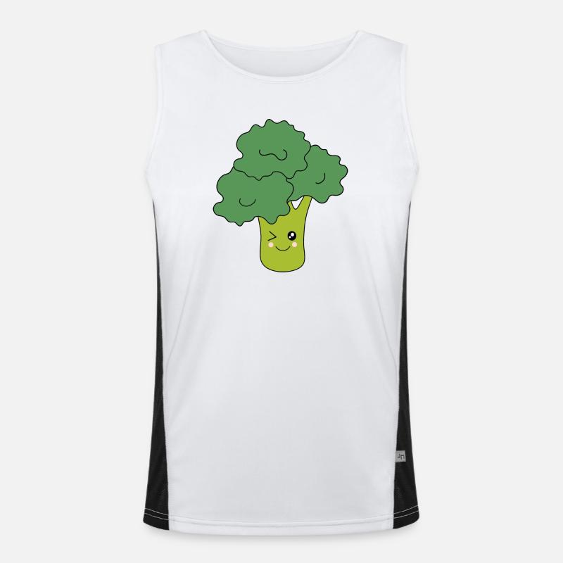 Kawaii Broccoli Vegetables vegan Men's Functional Contrast Tank Top 
