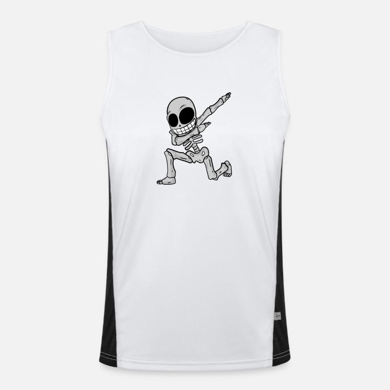 Skeleton dabbing - Men's Functional Contrast Tank Top  - white/black