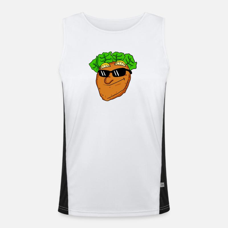 Cool schnitzel with sunglasses Men's Functional Contrast Tank Top 