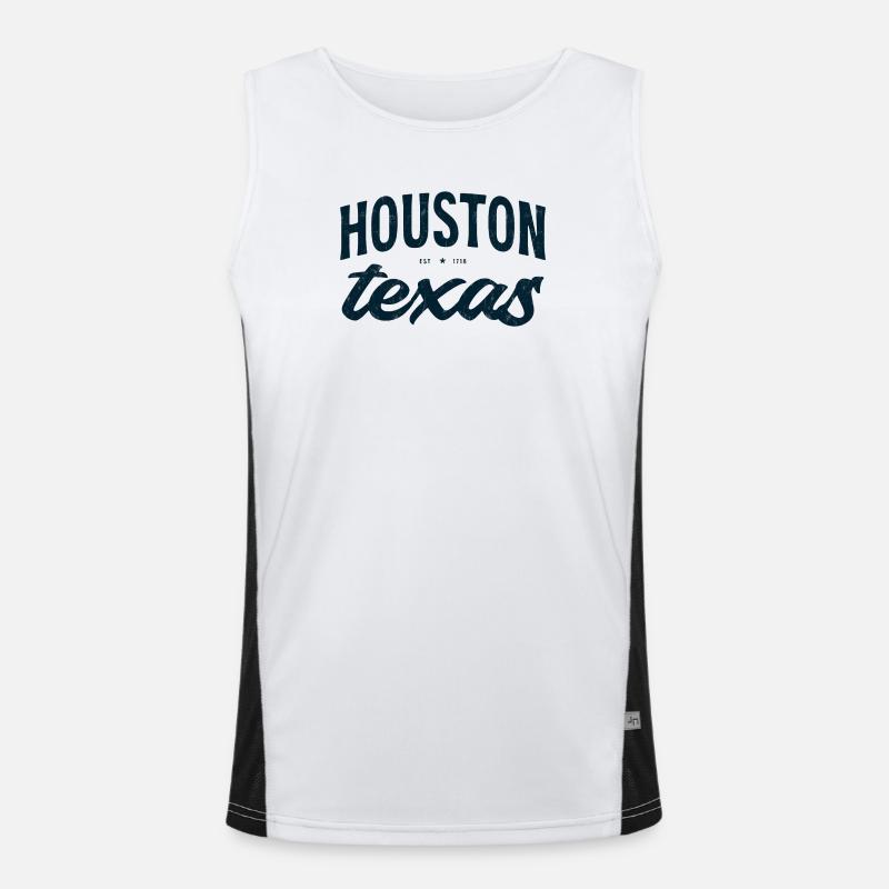 Houston Texas Script Emblem Tee - Men's Functional Contrast Tank Top  - white/black