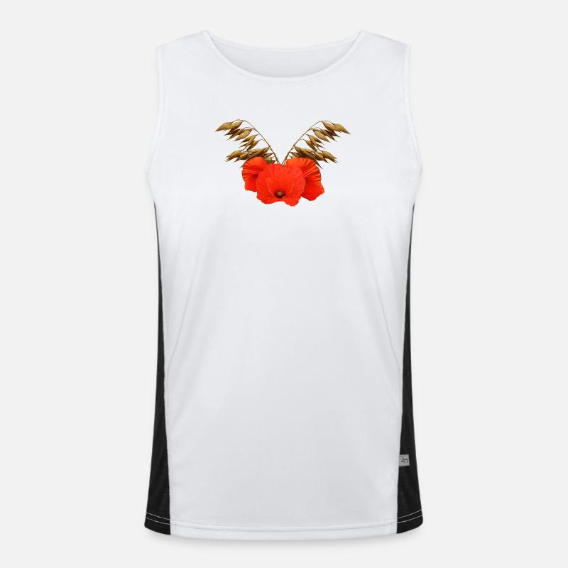 ländliche blumenmuster, Mohnmuster mit Hafer Funktionelles Kontrast-Tank Top für Männer 