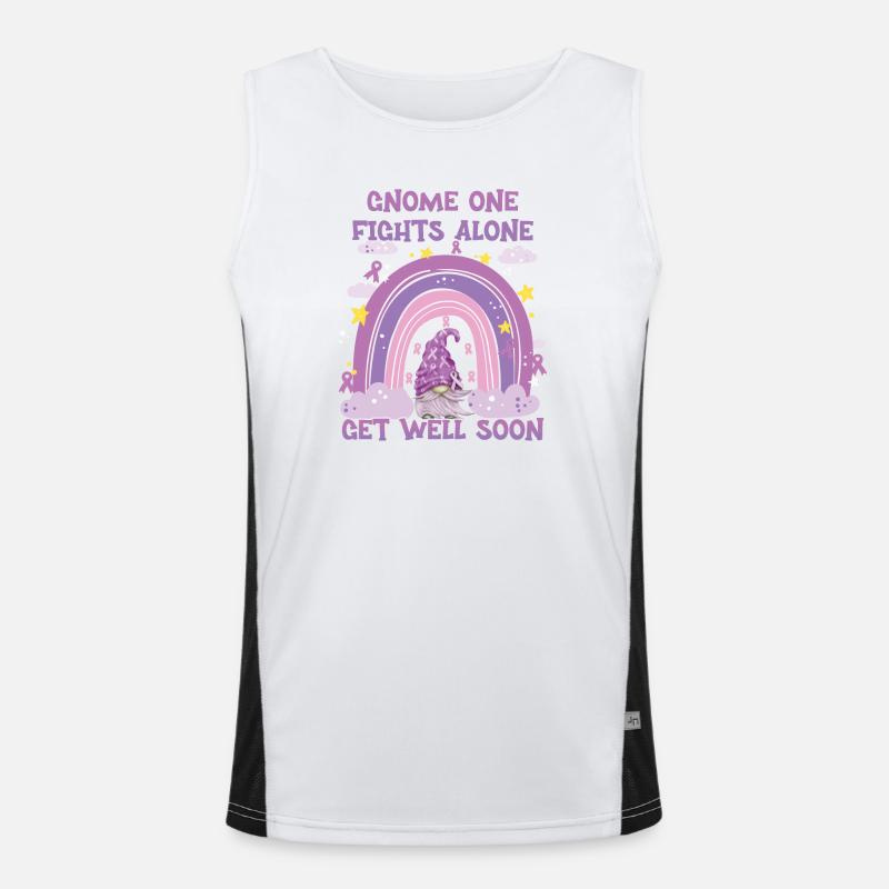 Gnome One Fights Alone Bauchspeicheldrüsenkrebs Funktionelles Kontrast-Tank Top für Männer 