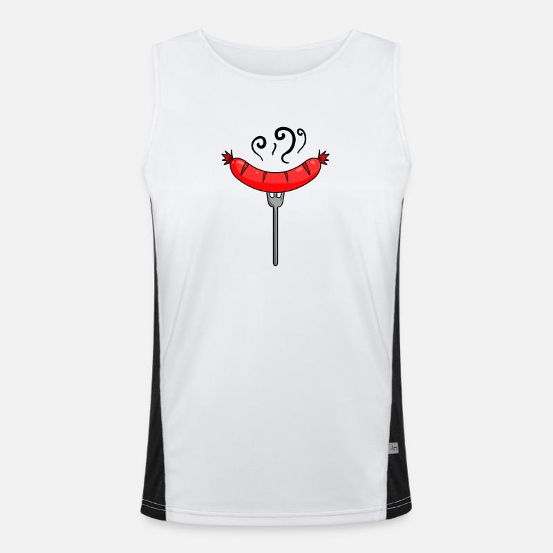 Sausage Currywurst Meat Bratwurst Grillwurst - Men's Functional Contrast Tank Top  - white/black