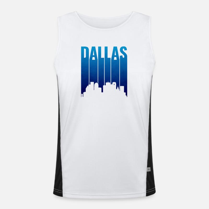 Dallas Skyline Gradient Silhouette Funktionelles Kontrast-Tank Top für Männer 