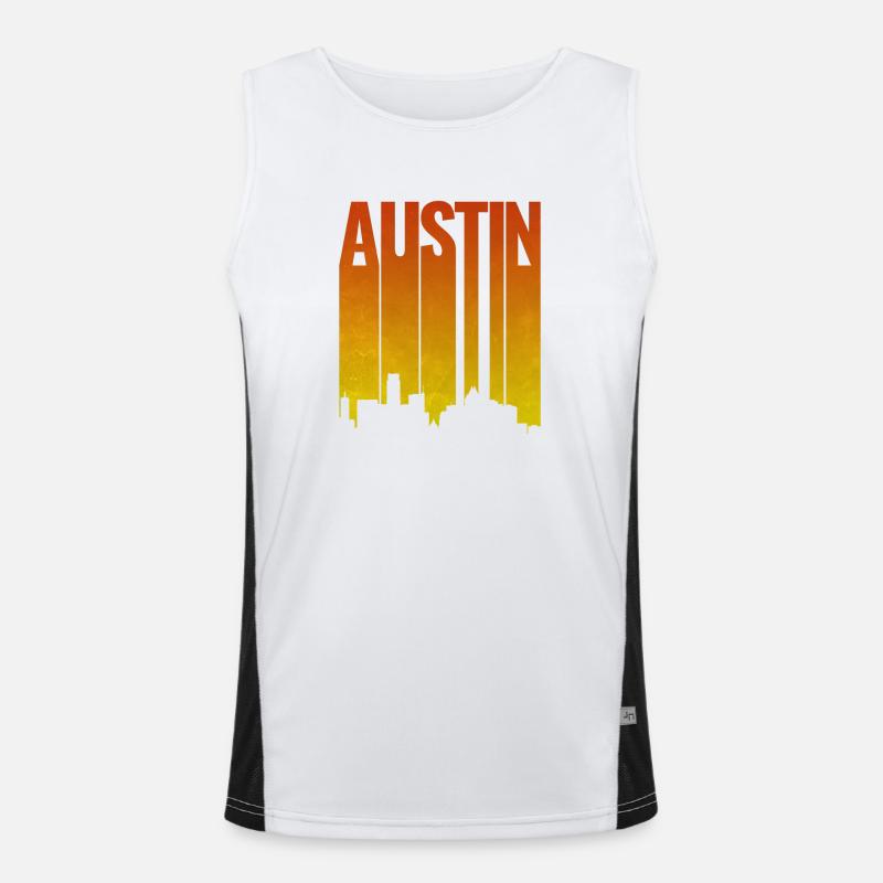 Austin Skyline Abendlicht Funktionelles Kontrast-Tank Top für Männer 