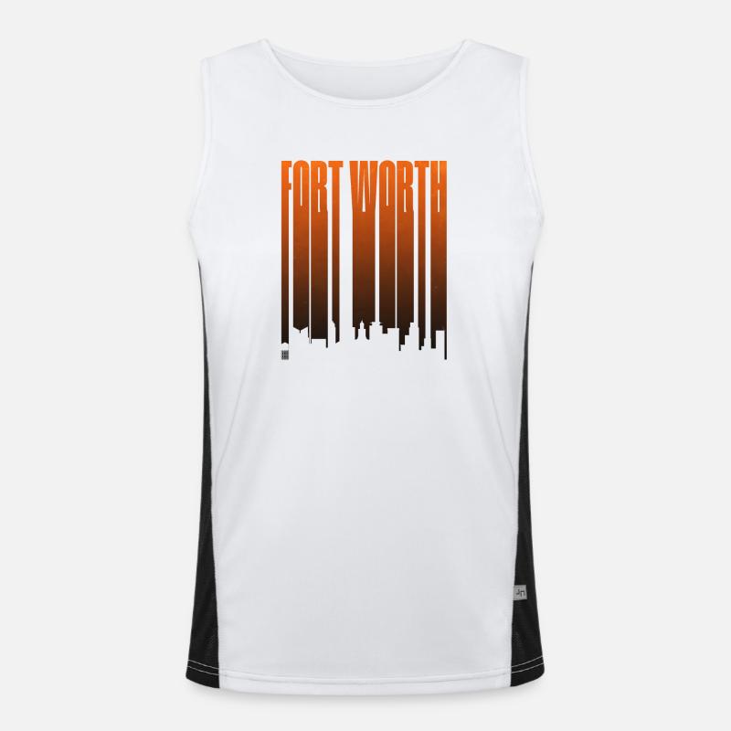 Fort Worth Skyline Neon-Gradienten Funktionelles Kontrast-Tank Top für Männer 