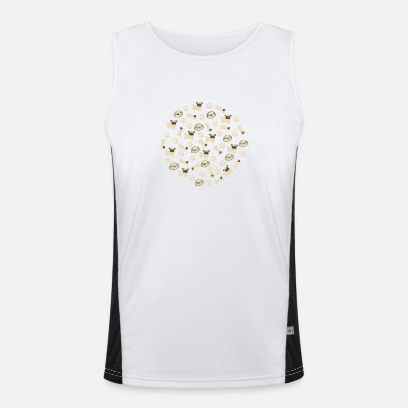 Pug Pattern - Pug Lovers Apparel - Men's Functional Contrast Tank Top  - white/black
