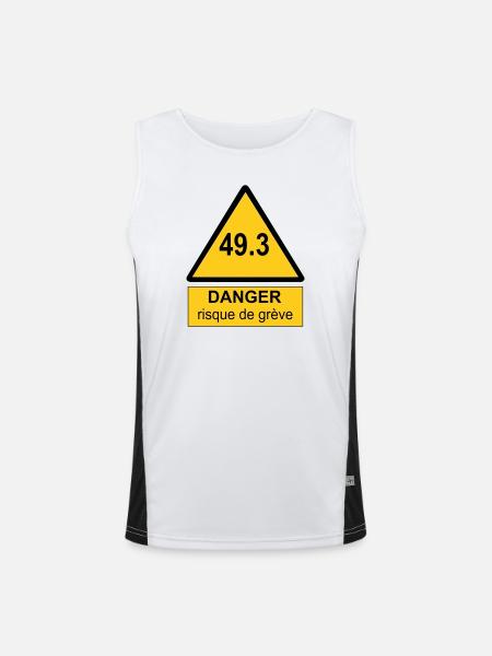 49.3 danger - Débardeur respirant contrasté Homme - blanc/noir