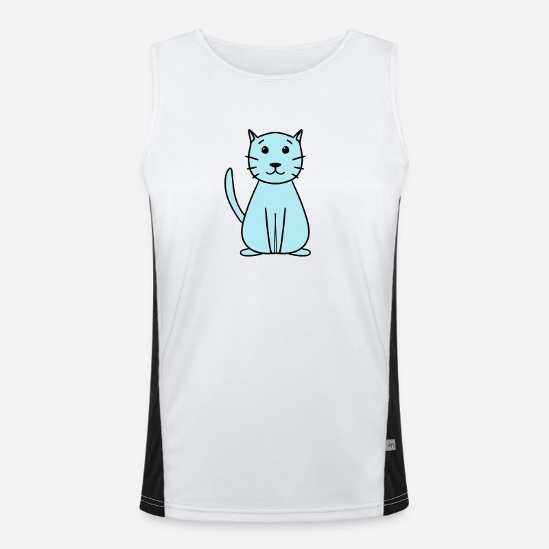 simple cute cat - Men's Functional Contrast Tank Top  - white/black