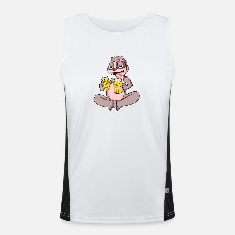 Sloth with beer glasses Beer drinking alcohol Men's Functional Contrast Tank Top 