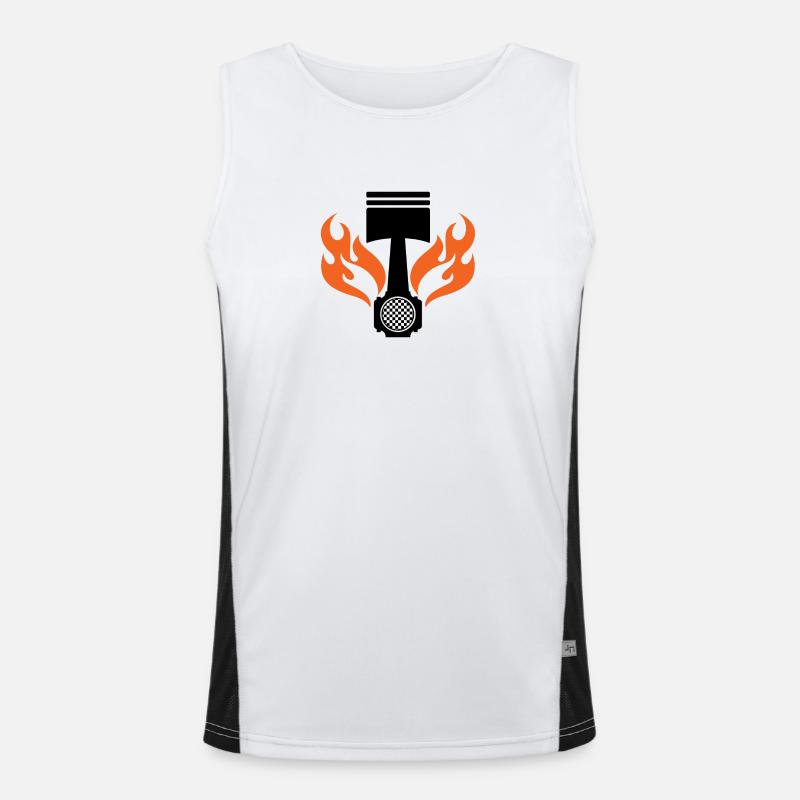 Flaming Piston - Car Auto Racing - Car Auto Window Men's Functional Contrast Tank Top 