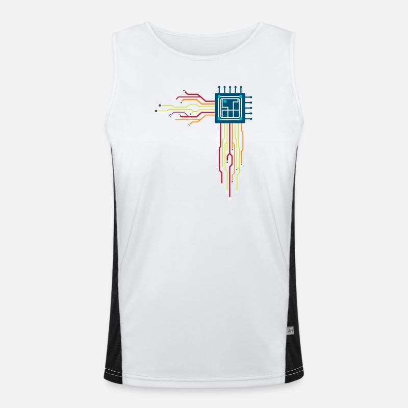 Computer chip - Creative illustration - Men's Functional Contrast Tank Top  - white/black