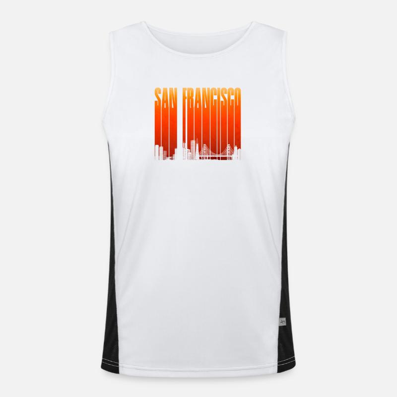 San Francisco Skyline Gradient - Men's Functional Contrast Tank Top  - white/black
