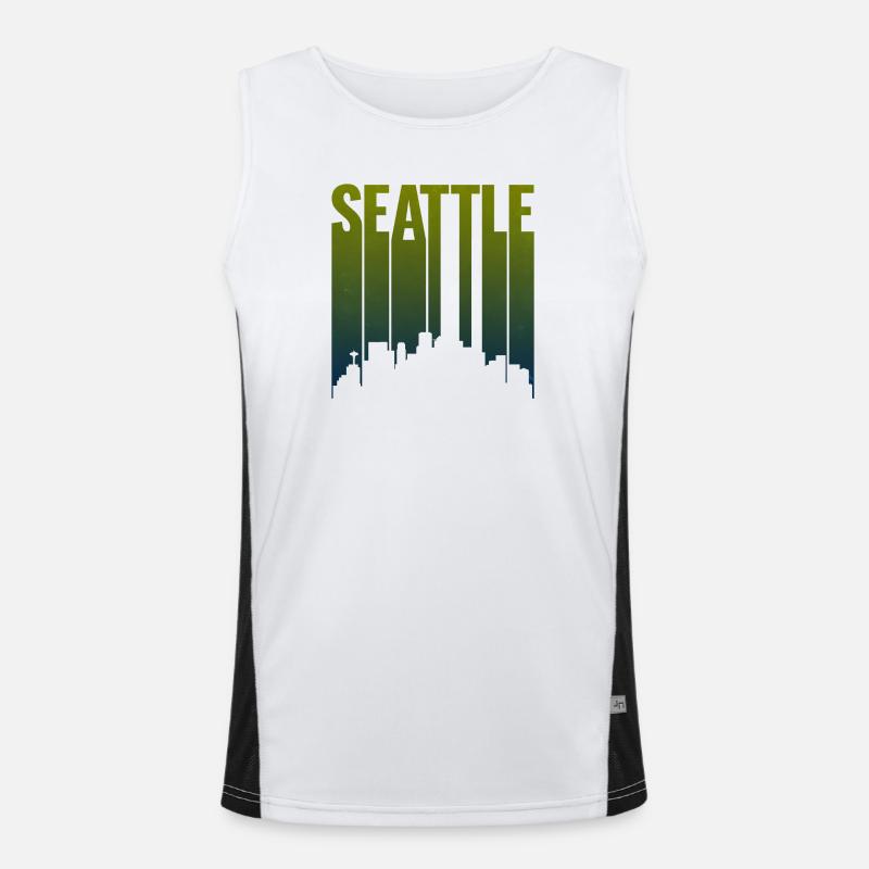 Seattle Skyline Green Gradient Men's Functional Contrast Tank Top 