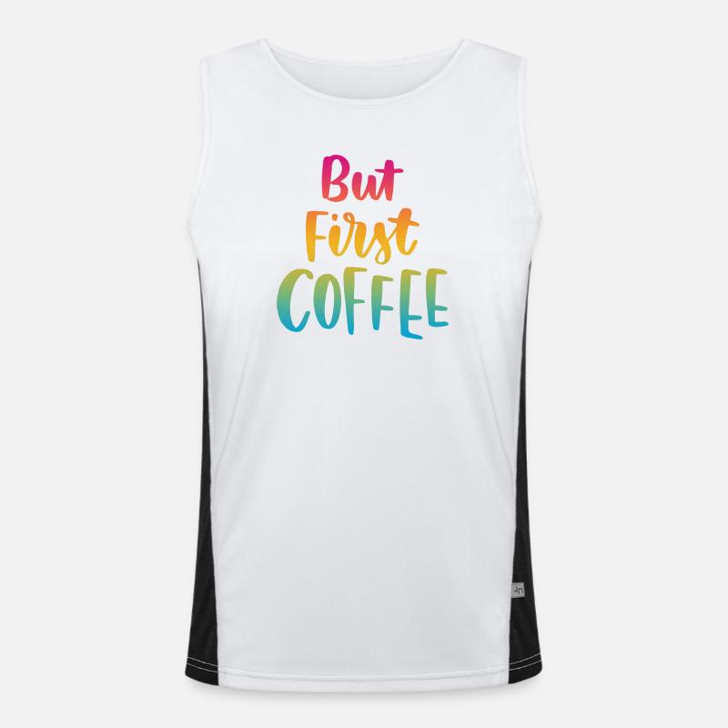 Aber erster Kaffee Funktionelles Kontrast-Tank Top für Männer 