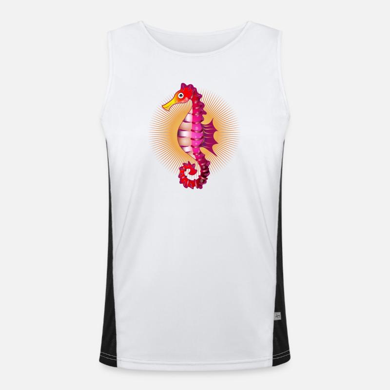 niedliches strahlendes Seepferdchen im Comic Stil Funktionelles Kontrast-Tank Top für Männer 