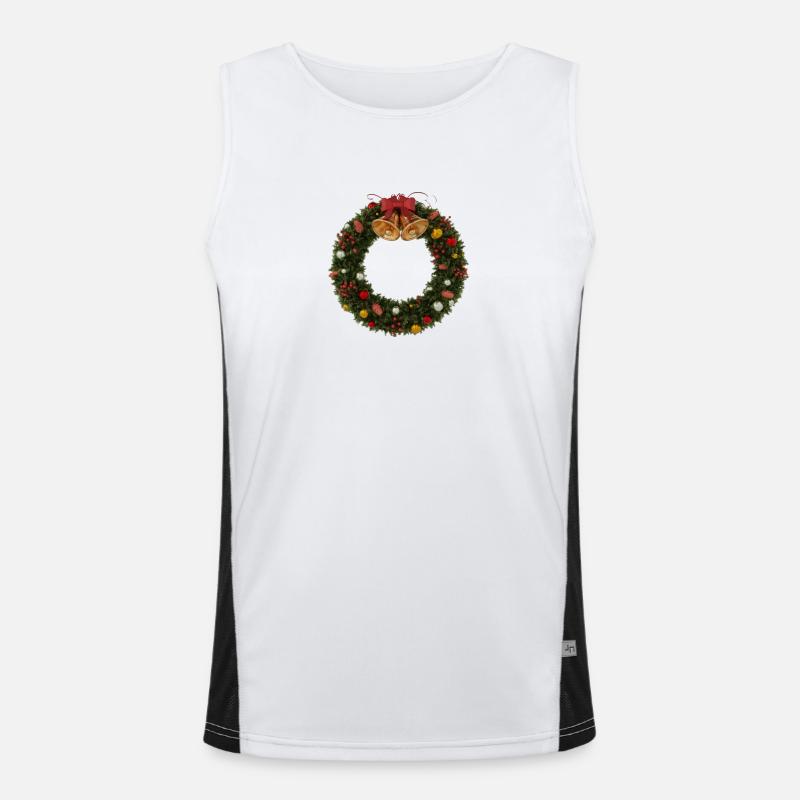 Weihnachtskranz mit Glocken und Schleife Funktionelles Kontrast-Tank Top für Männer 