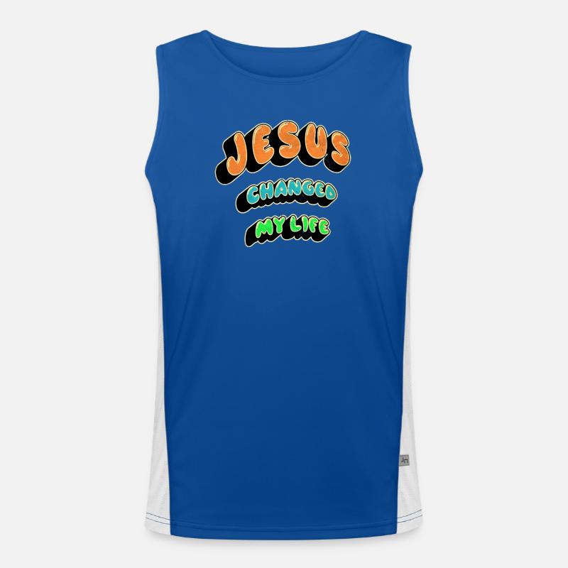 Jesus hat mein Leben verändert Funktionelles Kontrast-Tank Top für Männer 
