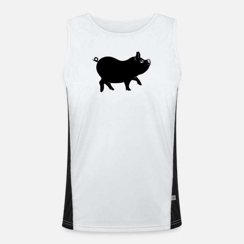 Schweineschattenfigur mit lockigem Schwanz Funktionelles Kontrast-Tank Top für Männer 