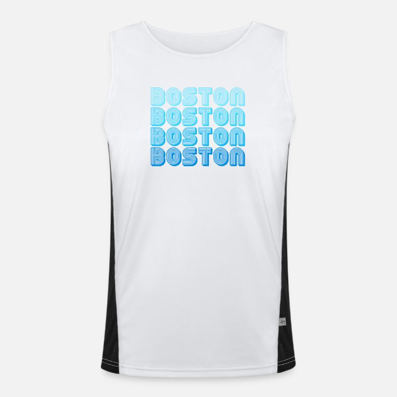 Boston Repeat Pattern Blue Gradient - Men's Functional Contrast Tank Top  - white/black
