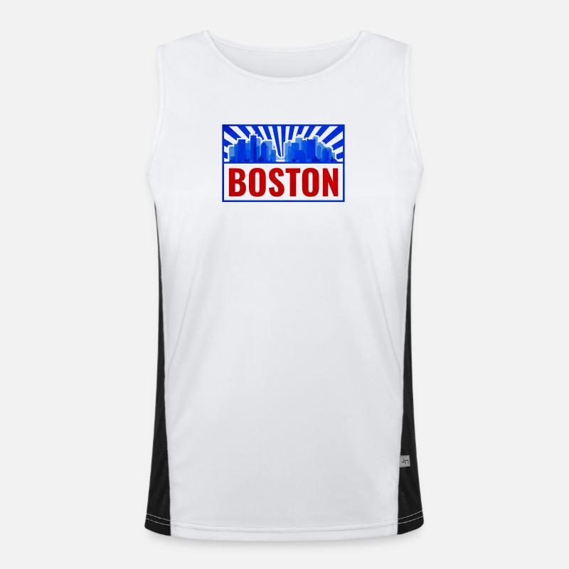 Boston Skyline Rétro Rouge Bleu Débardeur respirant contrasté Homme 