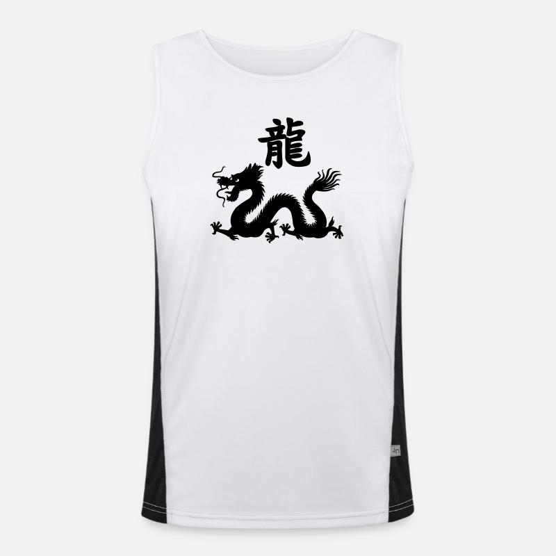 Chinesisches Schriftzeichen Drache mit Drachenbild Funktionelles Kontrast-Tank Top für Männer 
