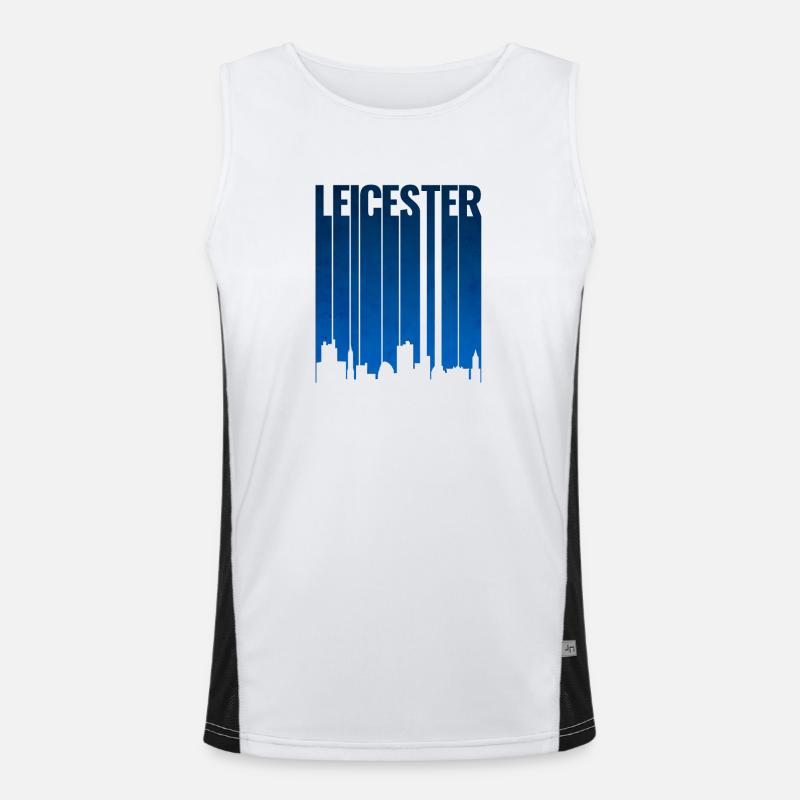 Leicester Skyline Blau Funktionelles Kontrast-Tank Top für Männer 