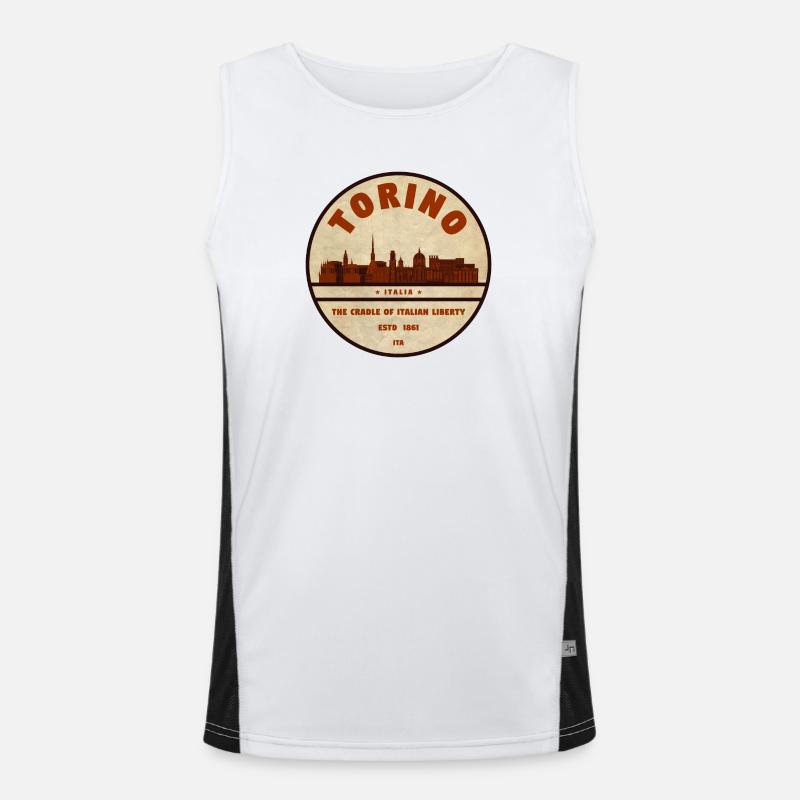 Torino Skyline Retro Emblem Men's Functional Contrast Tank Top 