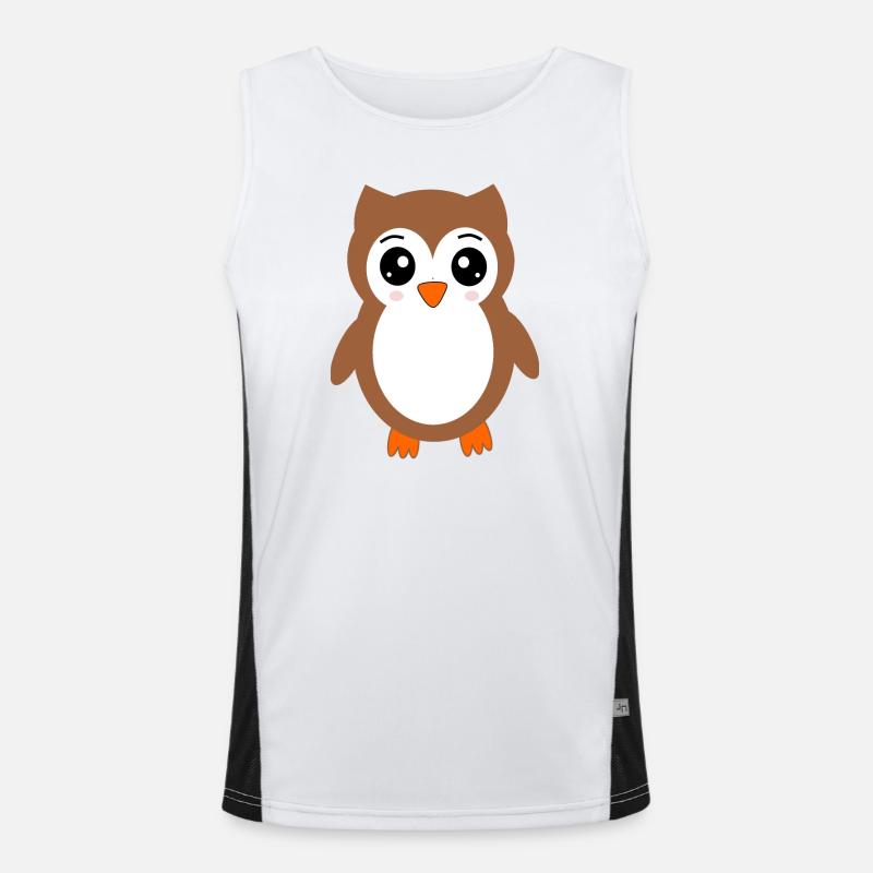 braune Eule Vogel Vogelschutz Funktionelles Kontrast-Tank Top für Männer 