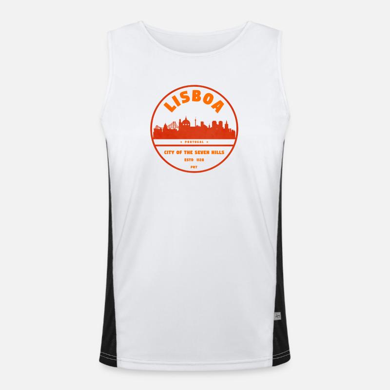 Lisbon Skyline Stamp Men's Functional Contrast Tank Top 