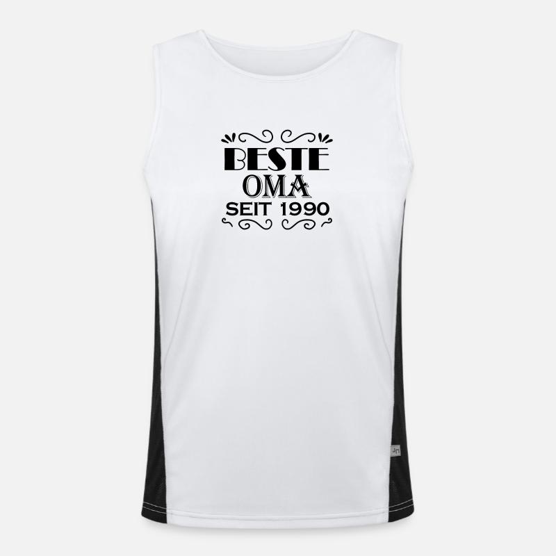 Beste Oma seit 1990 Funktionelles Kontrast-Tank Top für Männer 