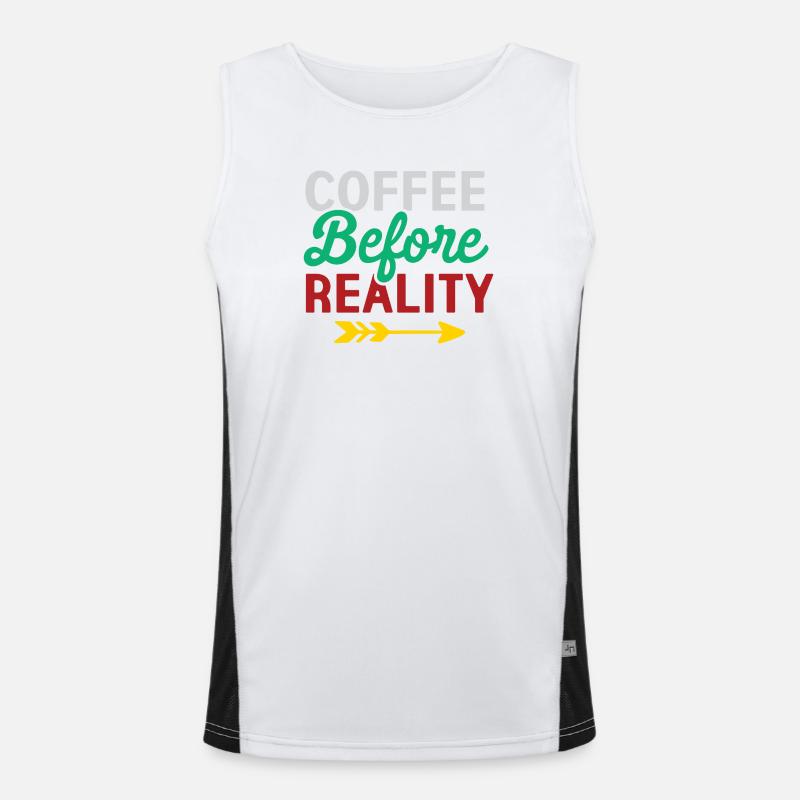 Coffee Before Reality Men's Functional Contrast Tank Top 