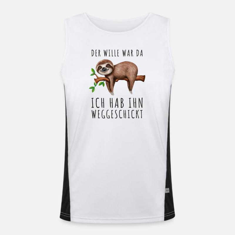 Faultier Sarkasmus Morgenmuffel Langschläfer Funktionelles Kontrast-Tank Top für Männer 