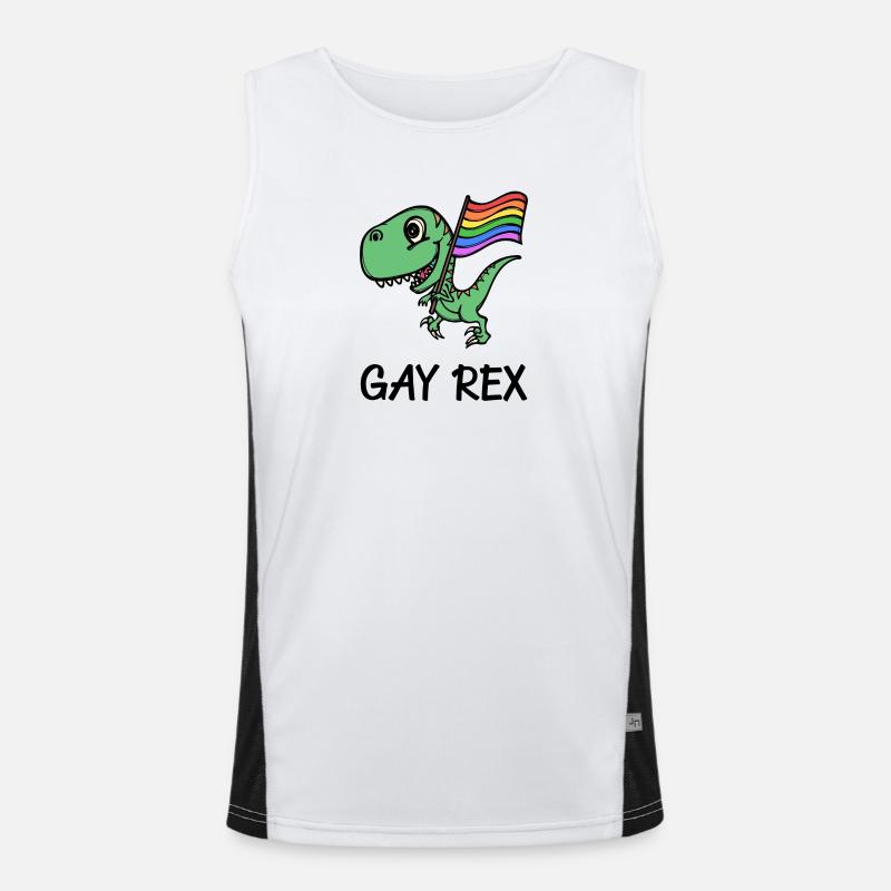 Dinosaur Rainbow Flag Lgbt Slogan Bisexual Men's Functional Contrast Tank Top 