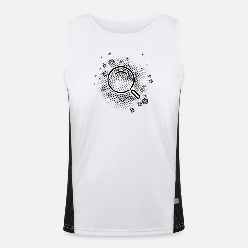 Magnifying glass with dots background Men's Functional Contrast Tank Top 