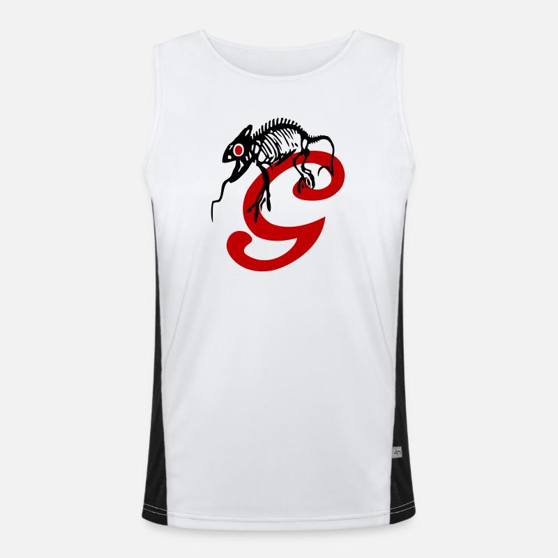 Gecko, lizard, initial - Men's Functional Contrast Tank Top  - white/black