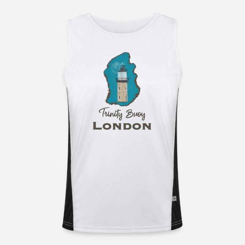 London, Trinity Buoy Lighthouse, Pixel Art Men's Functional Contrast Tank Top 