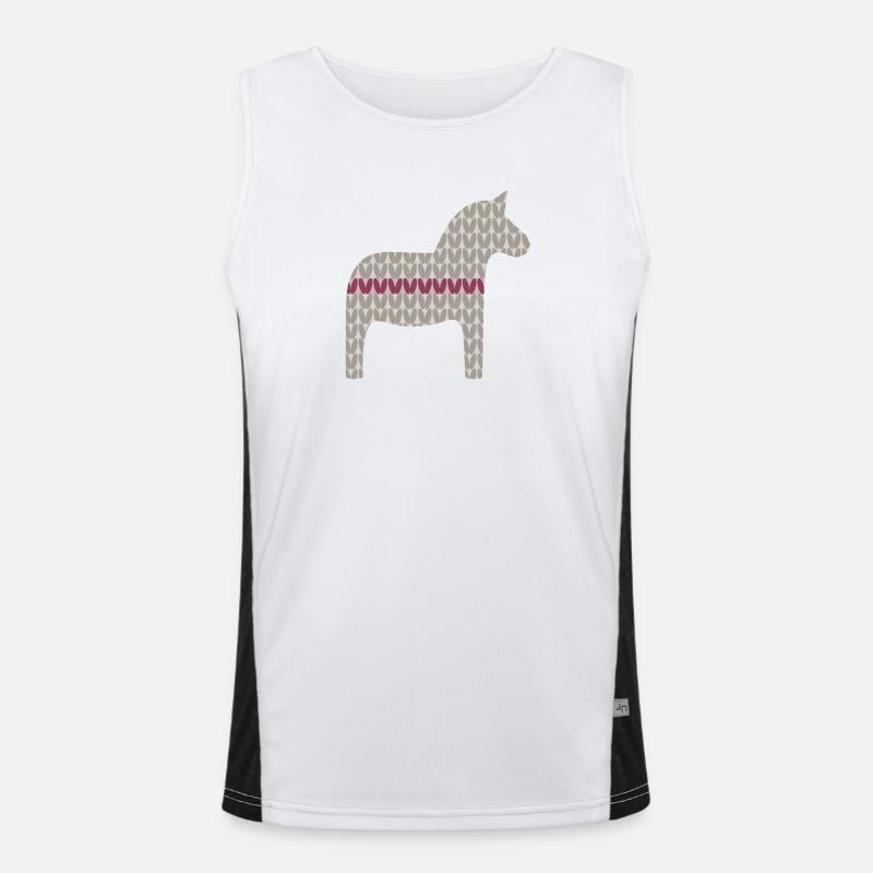 Dalapferd Strickmuster Weihnachten rot grau skandi Funktionelles Kontrast-Tank Top für Männer 