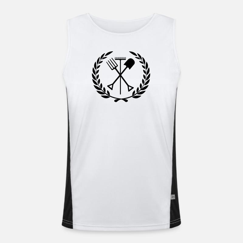 Garden tools rake, shovel, pitchfork - Men's Functional Contrast Tank Top  - white/black