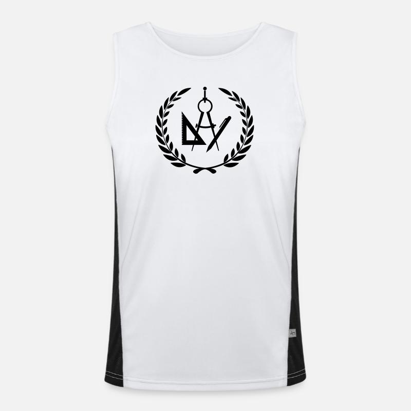 Architekten- oder Designerwerkzeuge im Lorbeerkranz Funktionelles Kontrast-Tank Top für Männer 