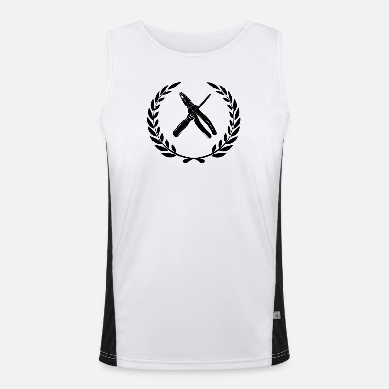 Tools for electrician in laurel wreath. Men's Functional Contrast Tank Top 