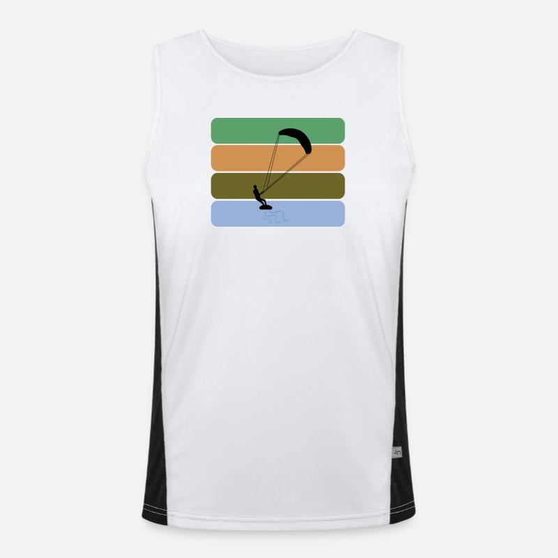 Kitesurfen - Kitesurfer mit vierfarbigem Design Funktionelles Kontrast-Tank Top für Männer 