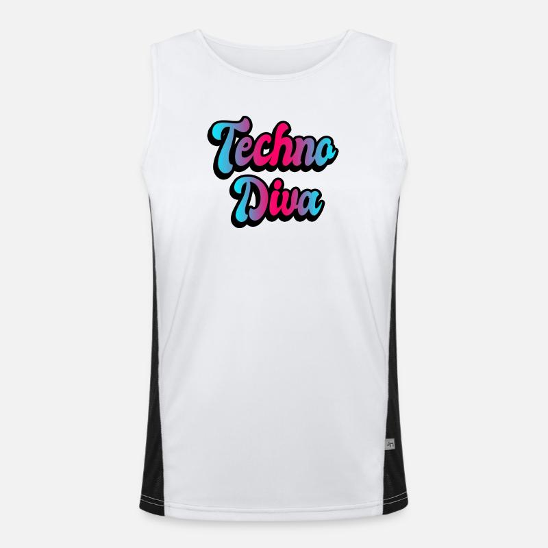 Techno Diva - Funktionel kontrast tanktop til herrer  - hvid/sort
