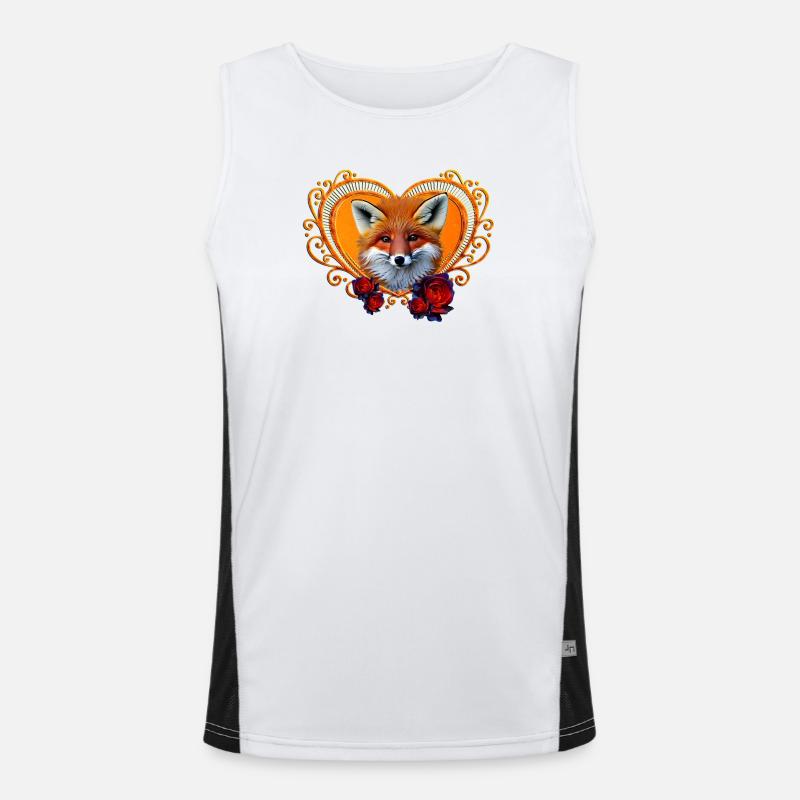Wonderful fox head with heart Men's Functional Contrast Tank Top 