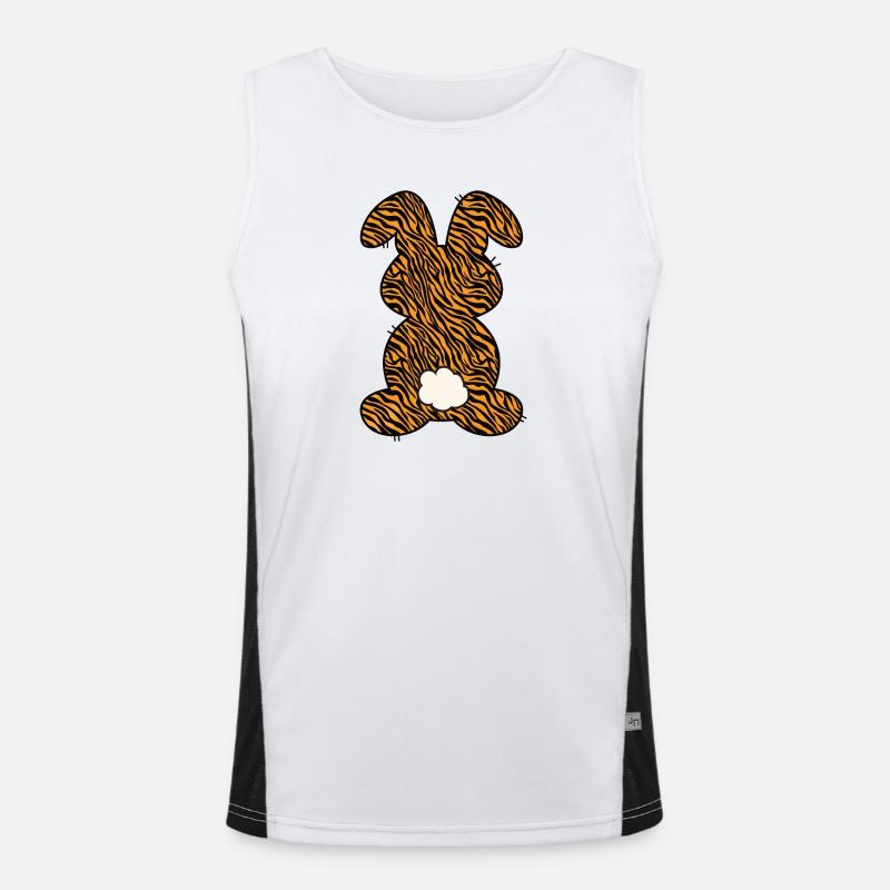 Tiger Pattern Rabbit Easter - Men's Functional Contrast Tank Top  - white/black