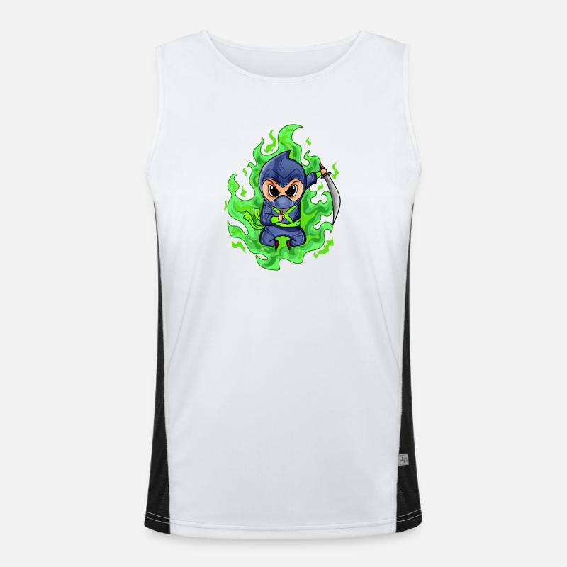 Motif de combattant ninja vert feu Débardeur respirant contrasté Homme 