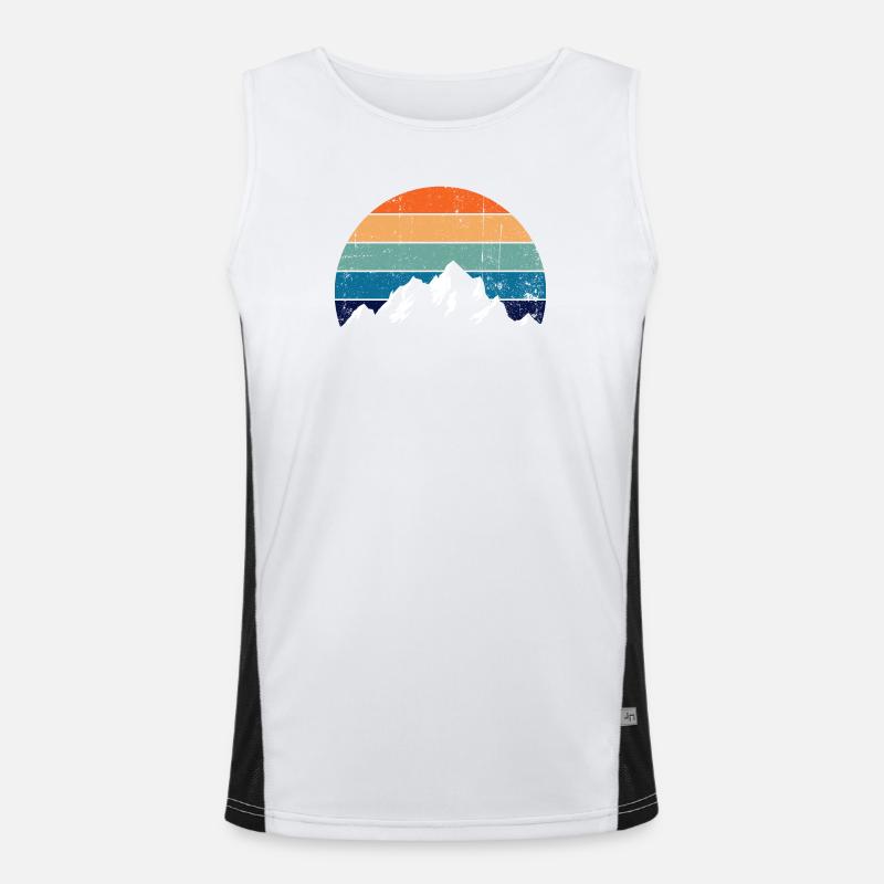 Retro Mountain Sunset Gradient - Men's Functional Contrast Tank Top  - white/black