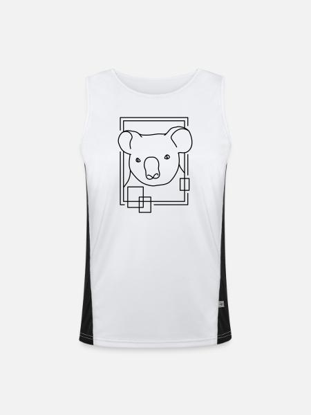 Koala en forme géométrique - Conception d’art au trait - Débardeur respirant contrasté Homme  - blanc/noir - Devant