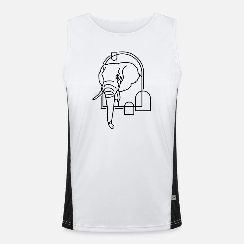 Elefant in geometrischer Form - Line-Art-Design Funktionelles Kontrast-Tank Top für Männer 